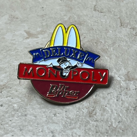 McDonald's Deluxe Dr Pepper Monopoly Lapel Pin - Picture 1 of 2